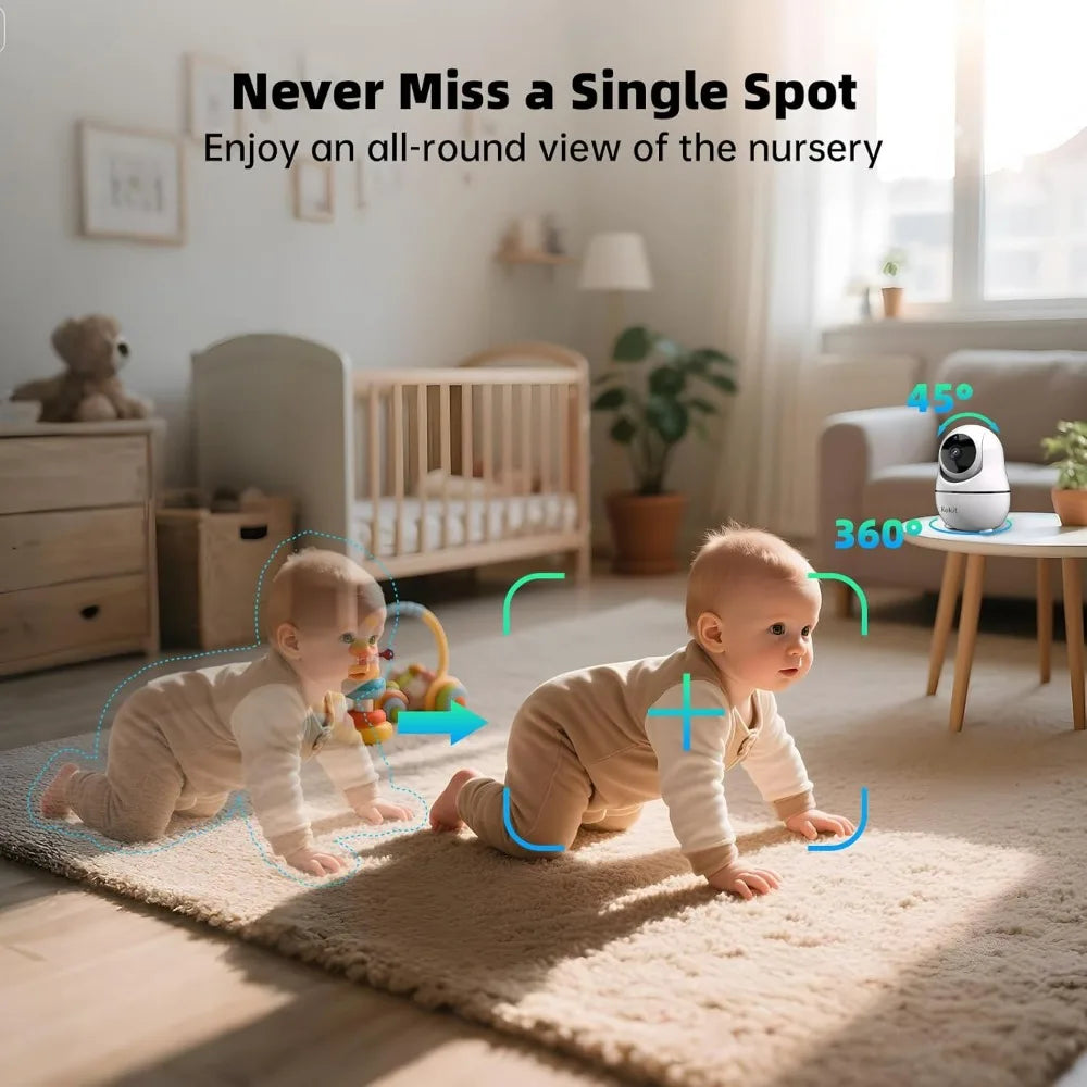 7" 1080P Full HD Split-Screen Baby Monitor,100 Hrs 5000mAh Battery Runs 4 Days with Flexible Bracket,No WiFi Baby Monitor with 2