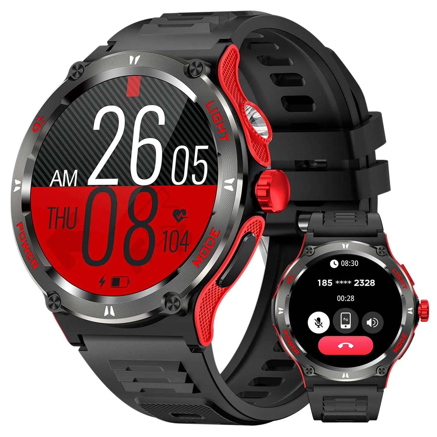 EIGIIS Smart Watch 3ATM Waterproof 1.53" KT76 Men Sport With Compass And LED Flashlight Heart Rate Sleep Analysis Bluetooth Call