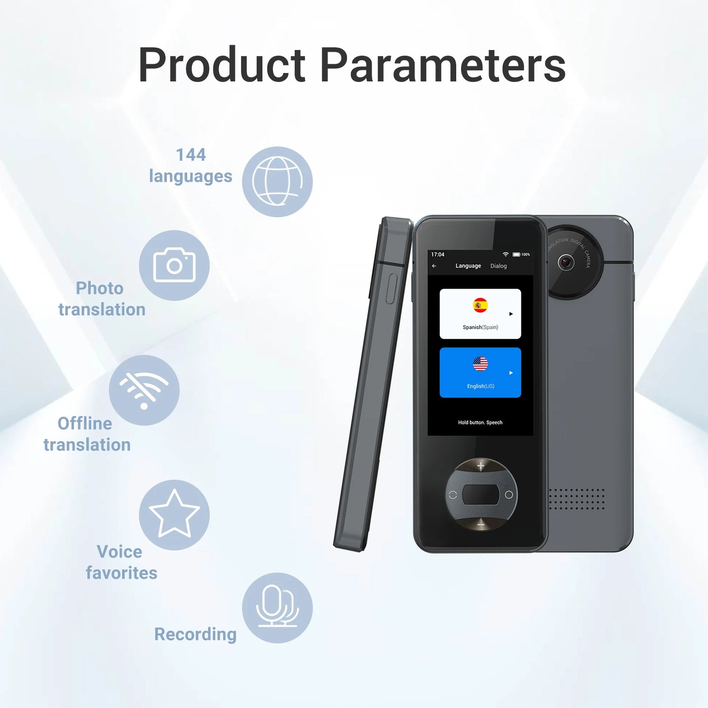 Wooask-W10 Smart Translator-144 Languages Voice Translation Device, Two-way Instant ,No WiFi for 16 Offline Languages,for Travel