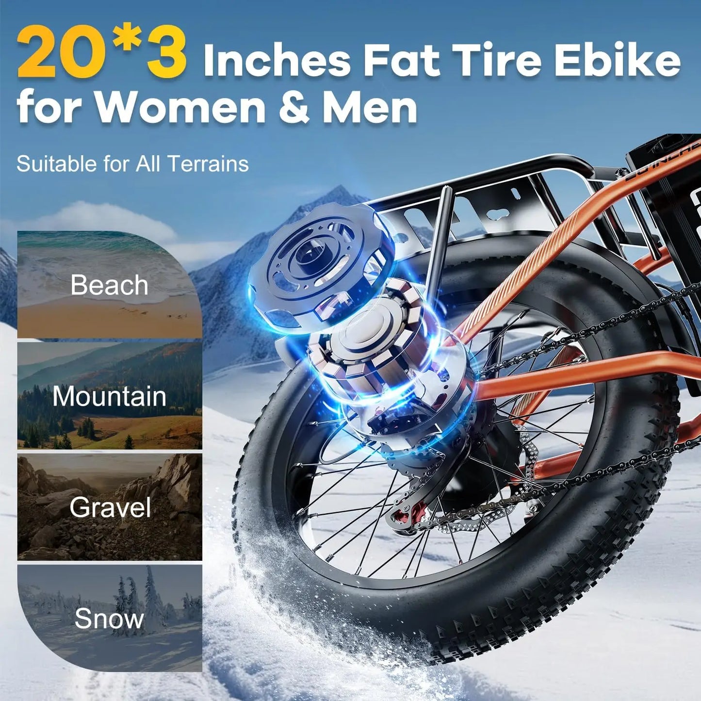 1000W Peak Electric Bike for Adults Cybervelo EK4 EK5 Foldable 28+MPH 80Miles Removable Battery Fat Tire Off-road E-bike
