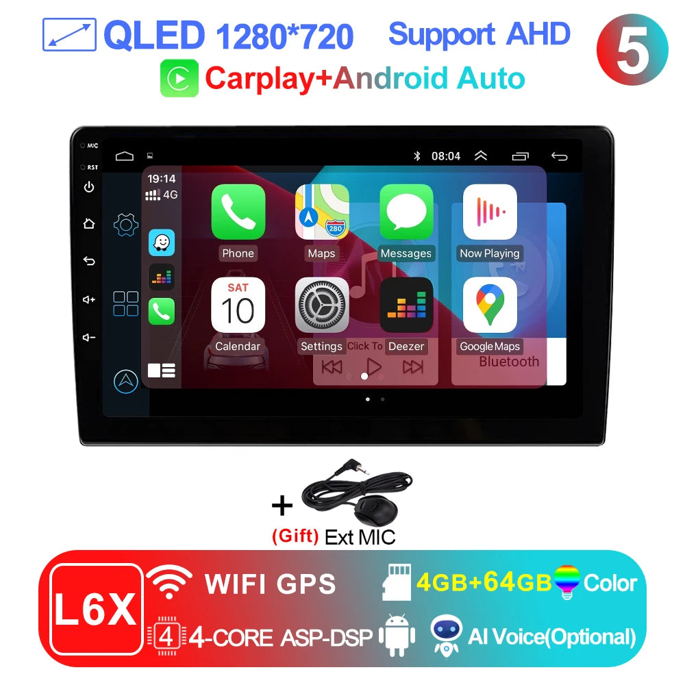 LEHX 9 inch Wireless Carplay 2din Android 15 Car Radio Multimedia Video Player Universal GPS Navigation 4G WiFi  AutoRadio