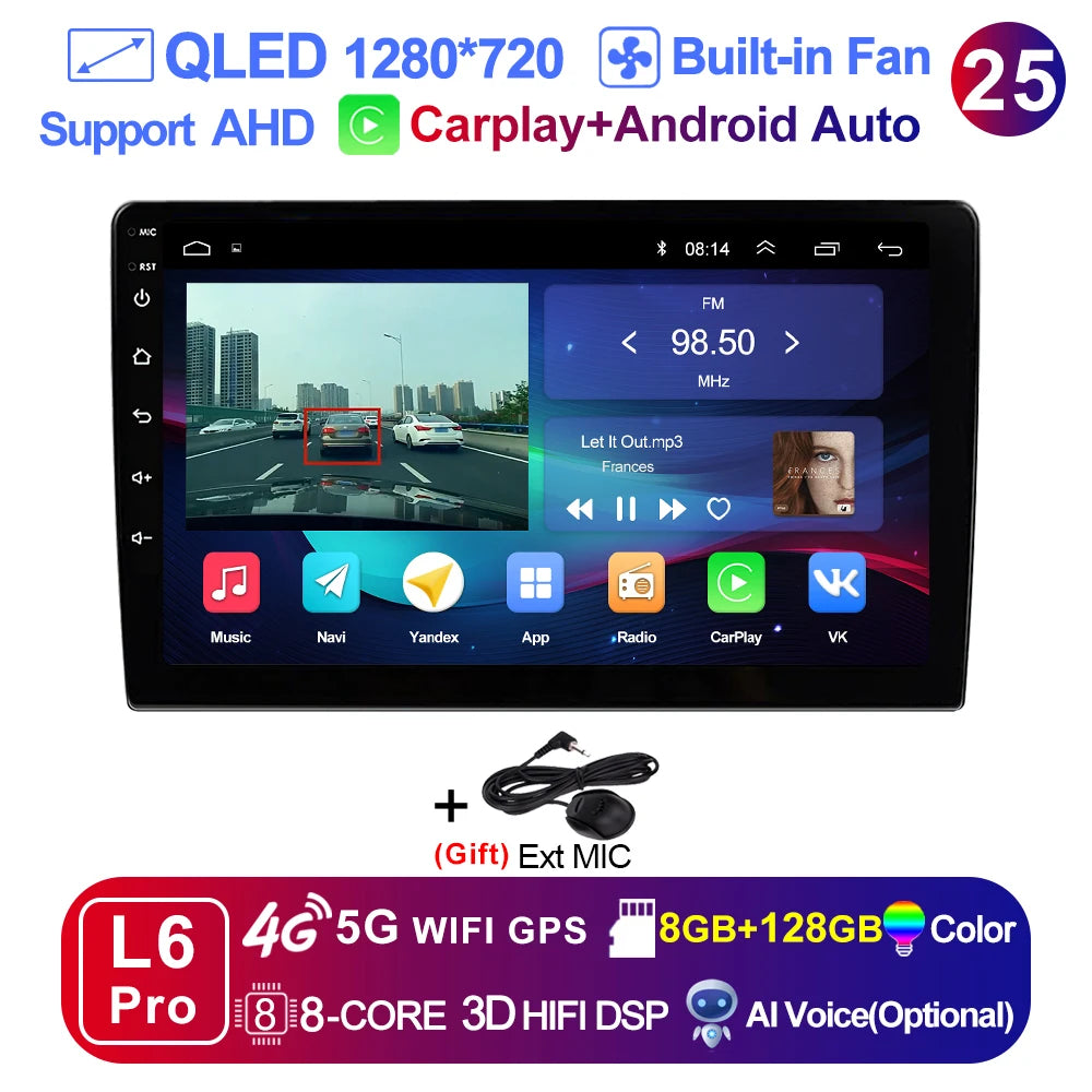 LEHX 9 inch Wireless Carplay 2din Android 15 Car Radio Multimedia Video Player Universal GPS Navigation 4G WiFi  AutoRadio
