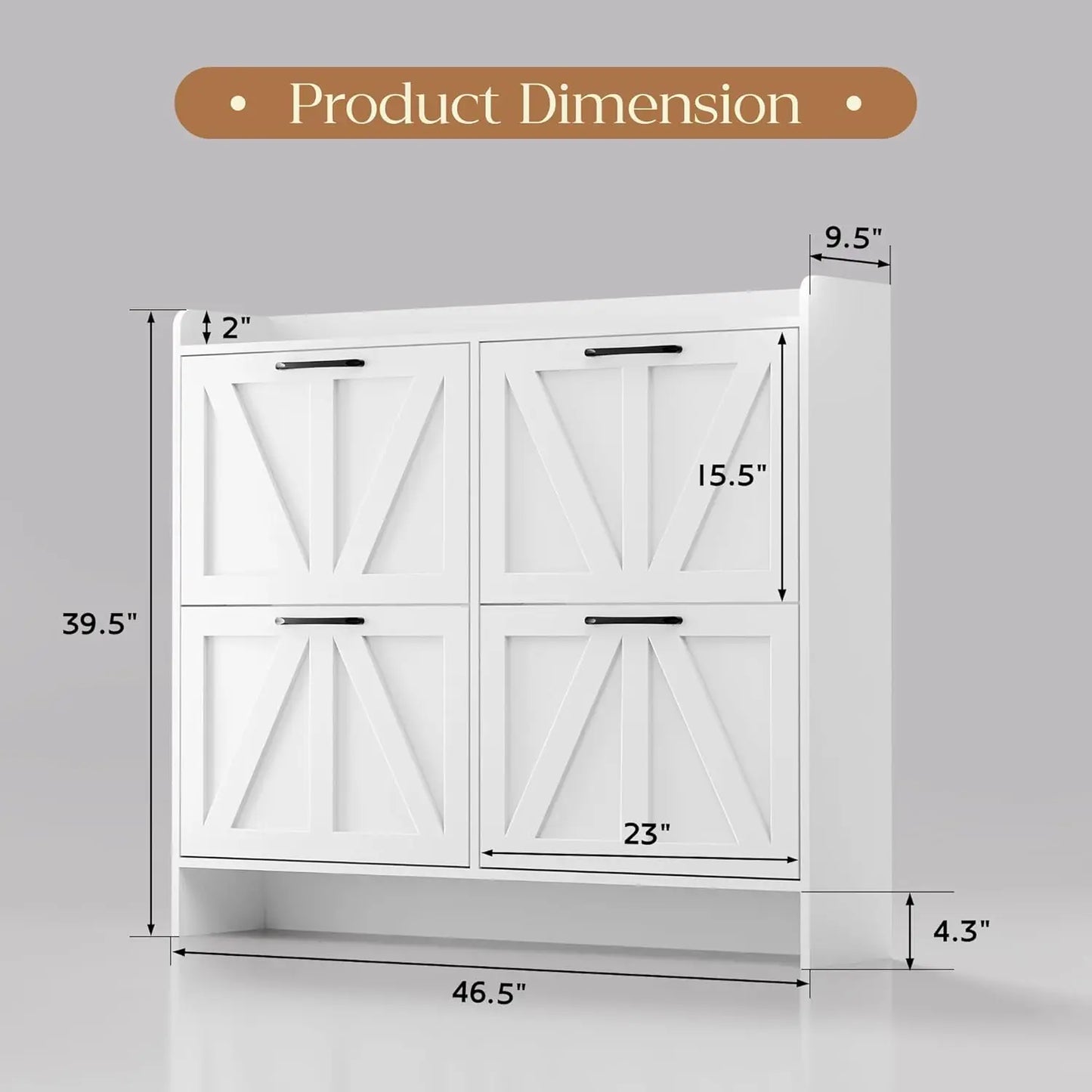 Shoe Storage Cabinet with 4 Flip Drawers, Freestanding Shoe Cabinet, Slim Shoe Organizer with Wood Legs for Entryway