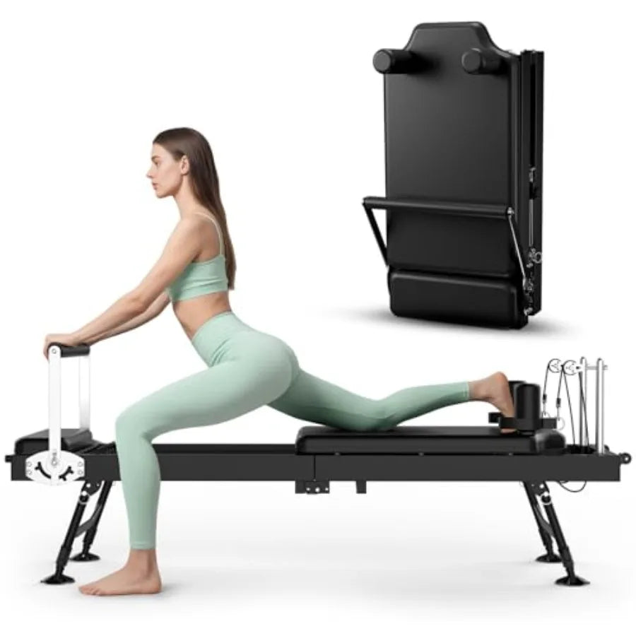Foldable Pilates Reformer Machine with Adjustable Height for Home and Studio Use 440 LBS Capacity Suitable for All Levels Durab