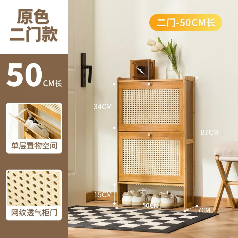 Wooden Shoe Cabinet with 2 Flip Drawers Shoes Storage Organizer Adjustable Shelves Rack for Hallway Living Room Or Bedroom