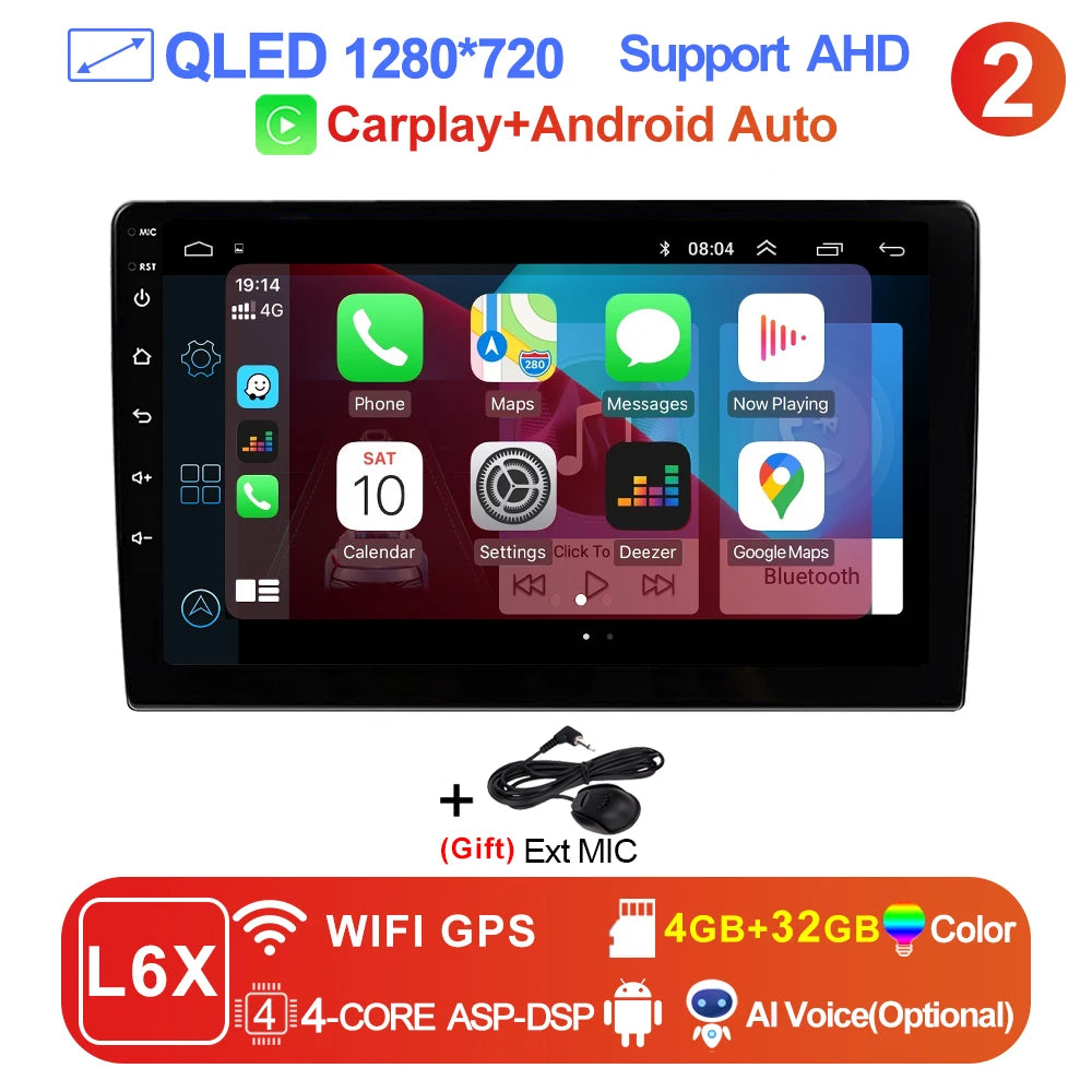 LEHX 9 inch Wireless Carplay 2din Android 15 Car Radio Multimedia Video Player Universal GPS Navigation 4G WiFi  AutoRadio