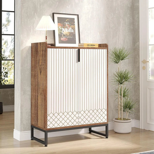 Modern Shoe Cabinet for Entryway, 25 Pairs Shoe Cabinet with Doors, Wood 5-Tier Shoe Organizer for Bedroom Living Room