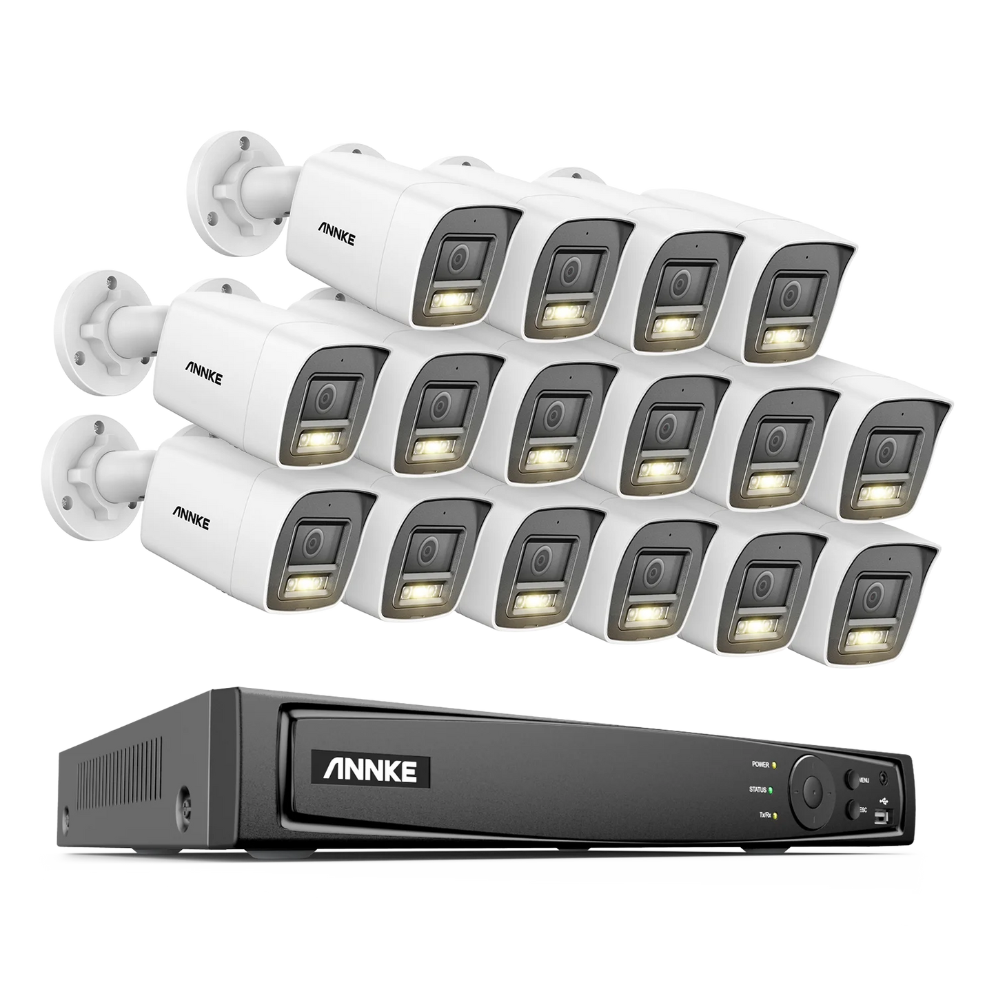 Annke 16CH NVR 12MP HD IP Security Camera Poe 6K Dual Light Audio Fixed Video Surveillance Human Vehicle Detection CCTV System