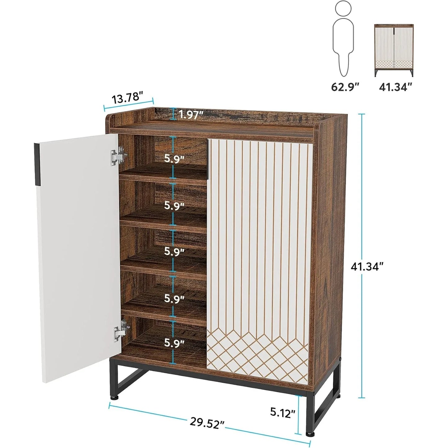 Modern Shoe Cabinet for Entryway, 25 Pairs Shoe Cabinet with Doors, Wood 5-Tier Shoe Organizer for Bedroom Living Room