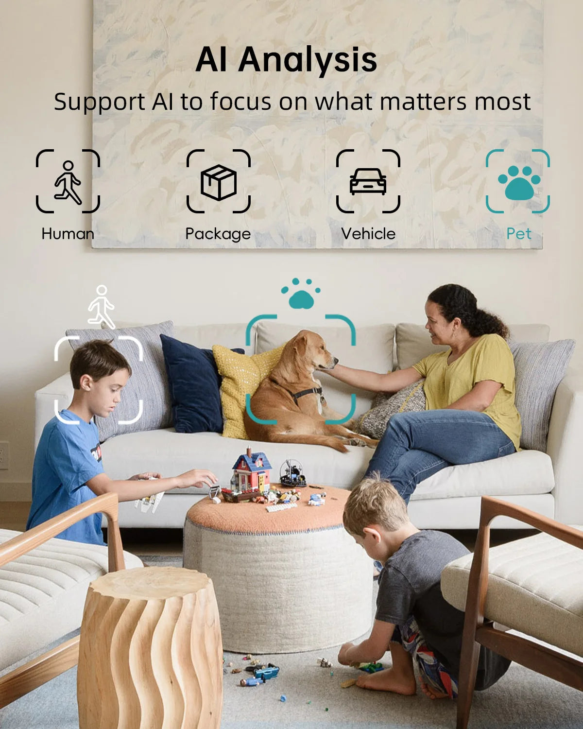 ZUMIMALL Wired security Camera, 5G/2.4G WiFi Baby/Pet Monitor with Camera and Audio,One-Click Call, Auto Tracking, Cry/PIR/AI