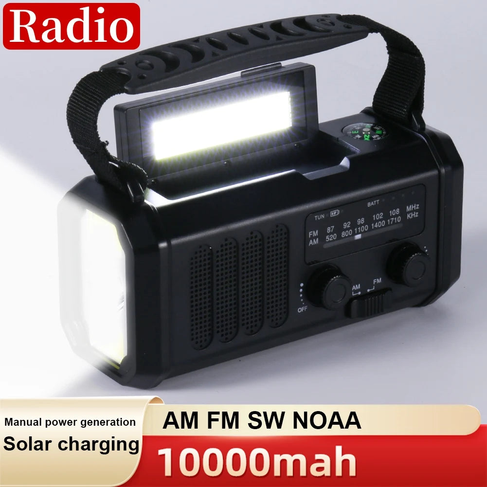 Solar Battery Operated Radio Powered AM FM emergency Radio SOS Alarm Type-C rechargeable portable radio with LED Flashlight