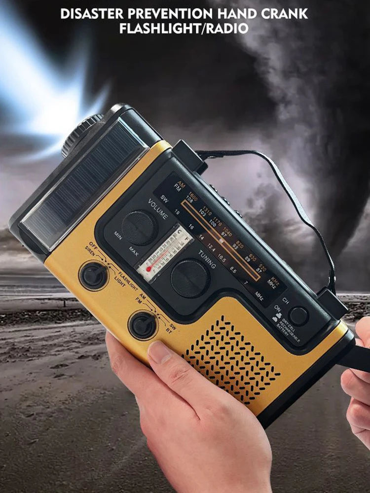 AM FM SW Solar Radio Charger SOS Alarm Bluetooth-compatible Solar Hand Crank Radio LED Flashlight USB Chargiing with Thermometer
