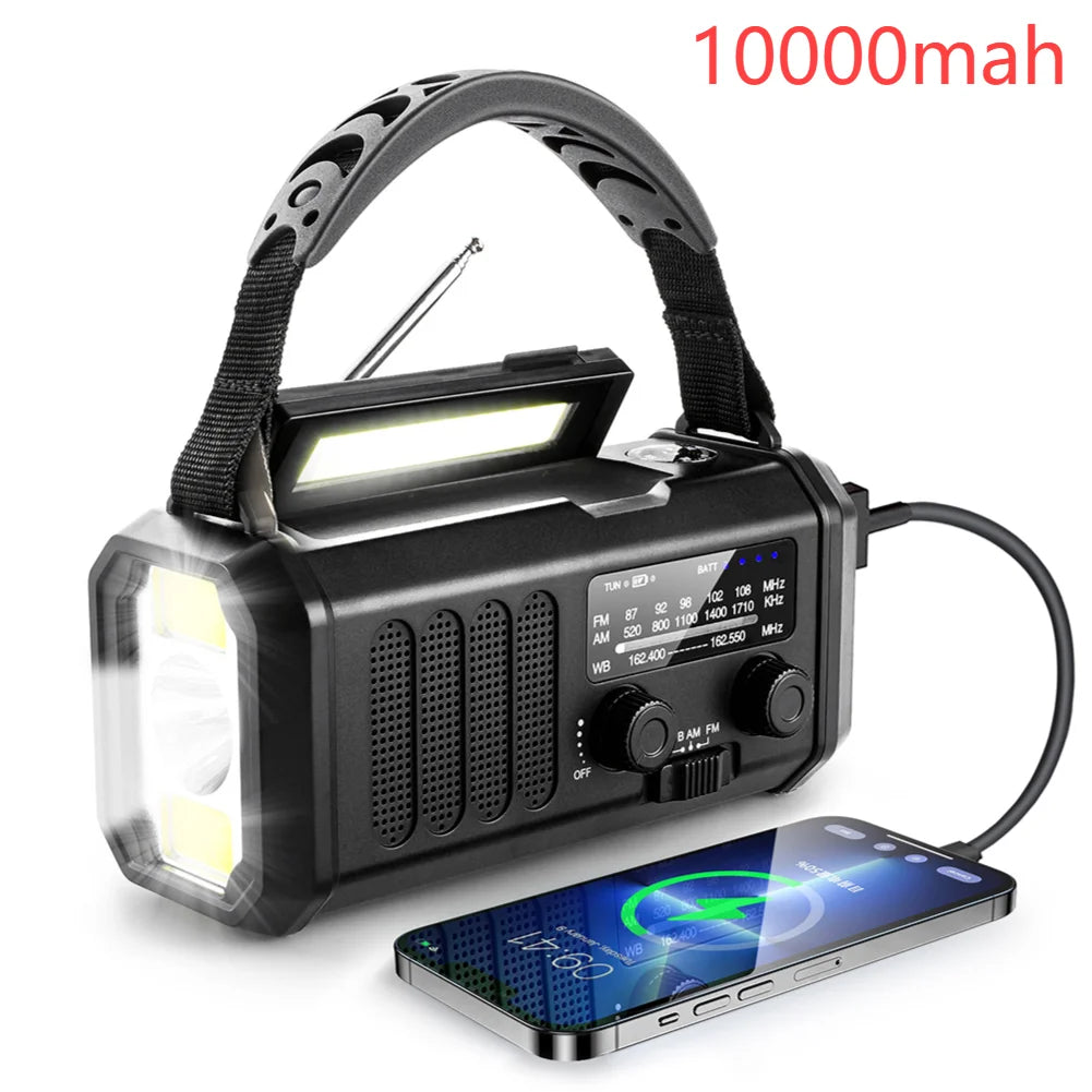 Solar Battery Operated Radio Powered AM FM emergency Radio SOS Alarm Type-C rechargeable portable radio with LED Flashlight