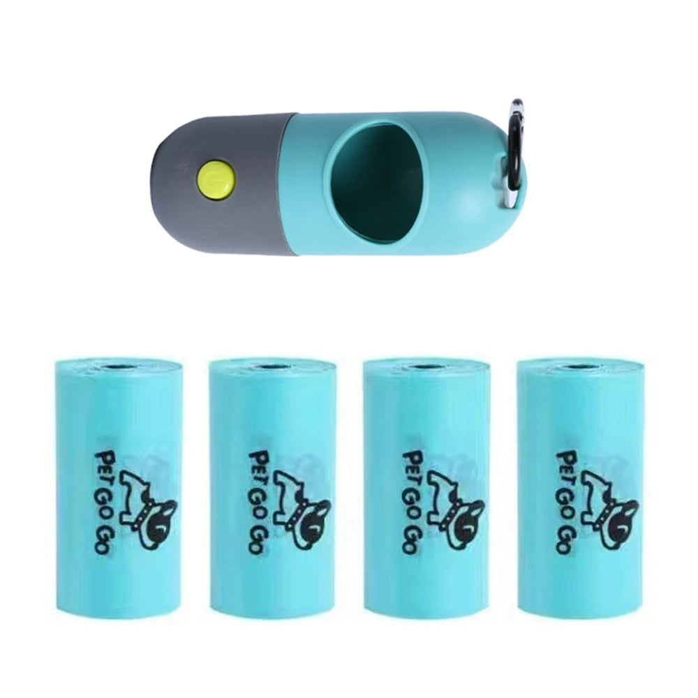 Pet Dog Poop Bag Dispenser with Hanging Hook Portable Travel Garbage Bags Pick Dog Poop Pet Cleaning Equipped with Led Lighting