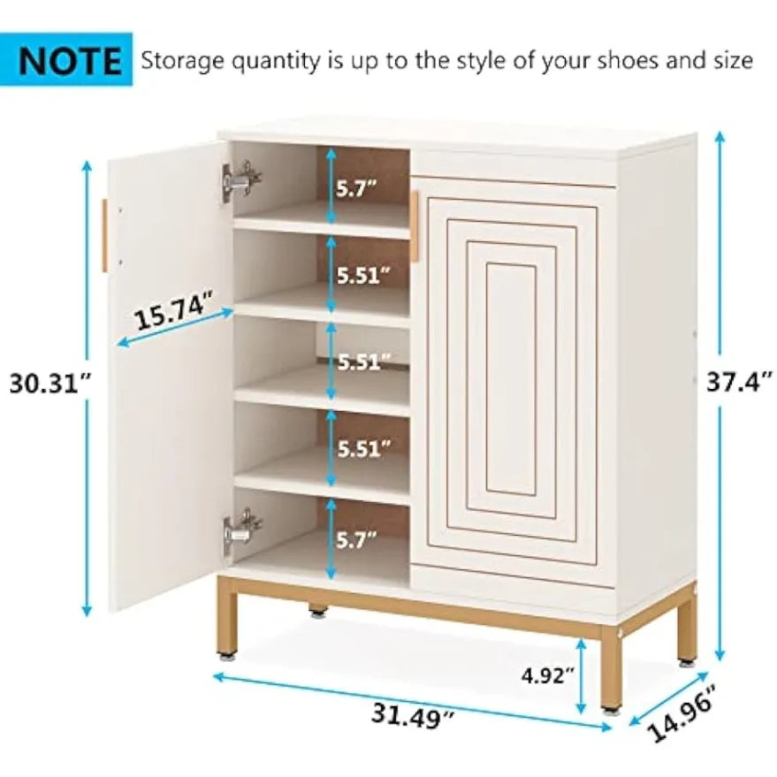 Shoe Cabinet with Doors, 20 Pairs Entryway Shoe Storage Cabinet Modern Storage Organizer for Closet, Living Room, Bedroom
