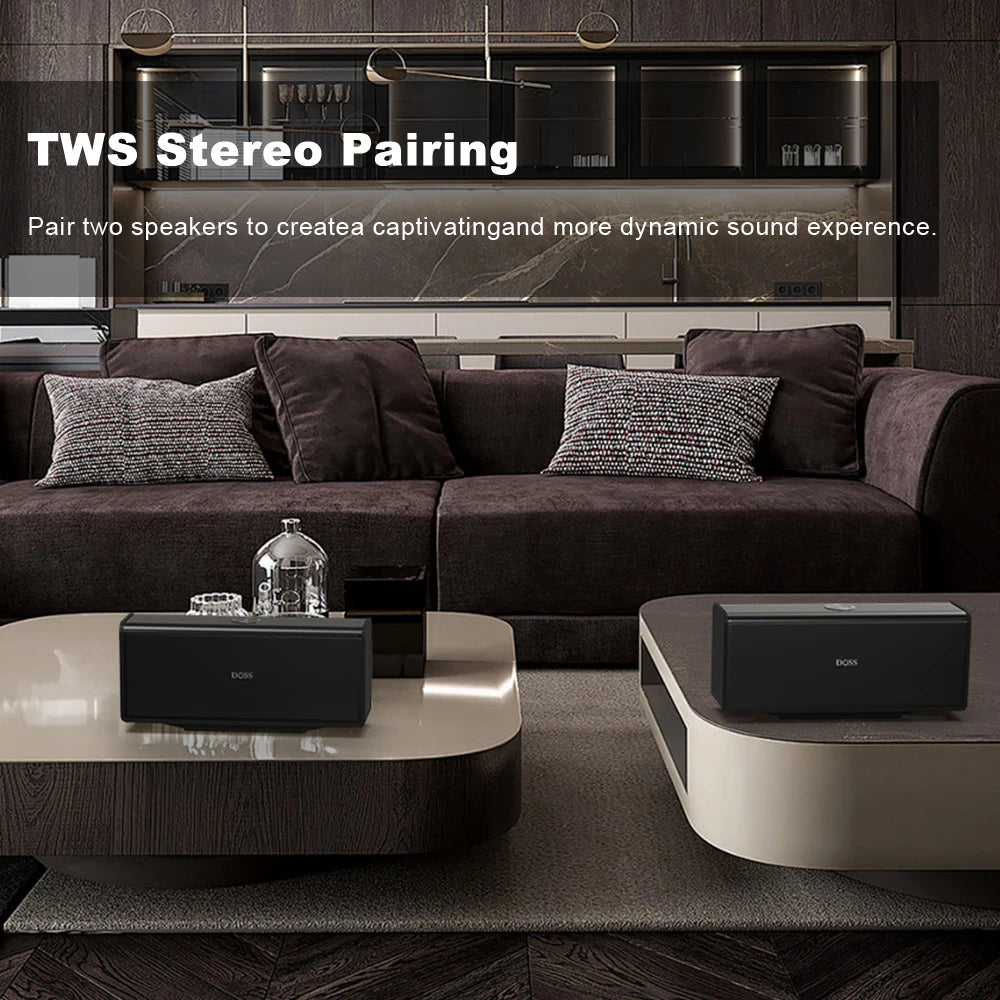 DOSS Home Bluetooth Speaker 80W Powerful Sound Bass Subwoofer Sound Box TWS Stereo Pairing 18 Hours Playtime Wireless Speakers