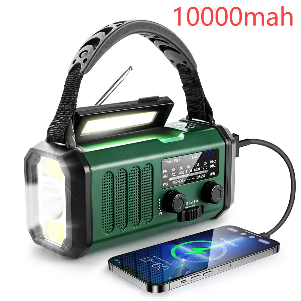 Solar Battery Operated Radio Powered AM FM emergency Radio SOS Alarm Type-C rechargeable portable radio with LED Flashlight