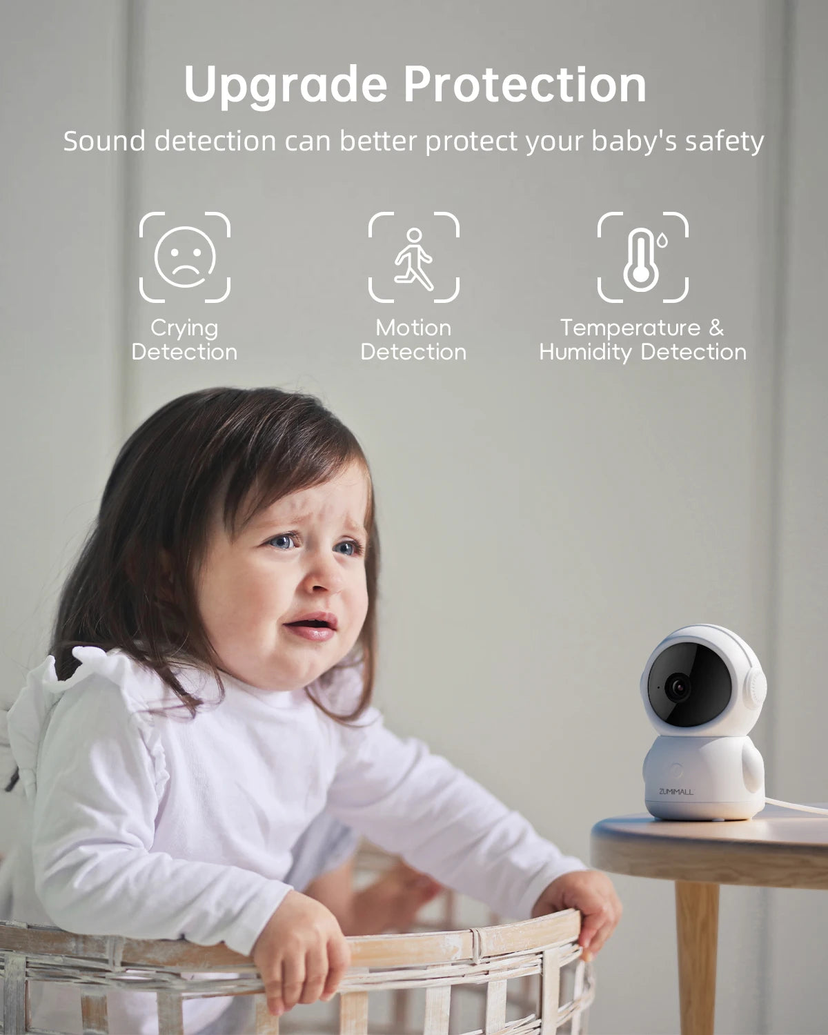 ZUMIMALL Wired security Camera, 5G/2.4G WiFi Baby/Pet Monitor with Camera and Audio,One-Click Call, Auto Tracking, Cry/PIR/AI