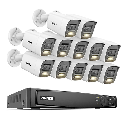 Annke 16CH NVR 12MP HD IP Security Camera Poe 6K Dual Light Audio Fixed Video Surveillance Human Vehicle Detection CCTV System