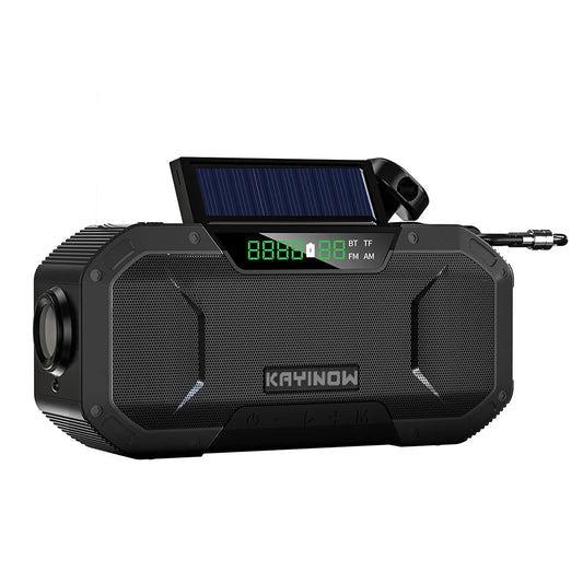 Hand Crank Solar Radio Multifunctional Portable Bluetooth-Compatible Speaker AM/FM Outdoor Emergency Radio with Flashlight