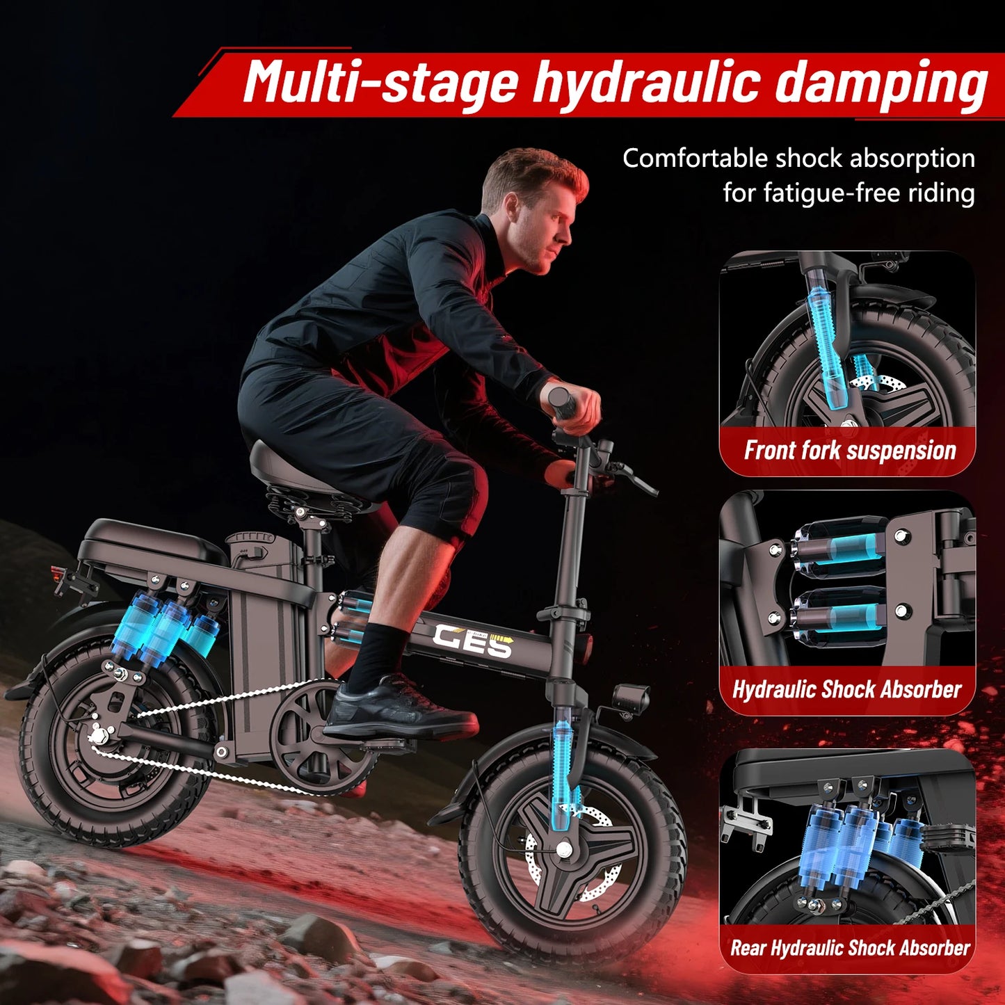 UPlee GE5 Adults Electric Bike 500W Peak Motor 48V 15AH Removable Battery Electric Bicycle 14 Inch Folding Urban leisure e bike