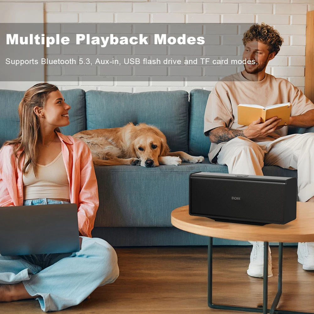 DOSS Home Bluetooth Speaker 80W Powerful Sound Bass Subwoofer Sound Box TWS Stereo Pairing 18 Hours Playtime Wireless Speakers