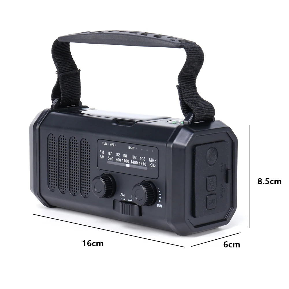 Solar Battery Operated Radio Powered AM FM emergency Radio SOS Alarm Type-C rechargeable portable radio with LED Flashlight