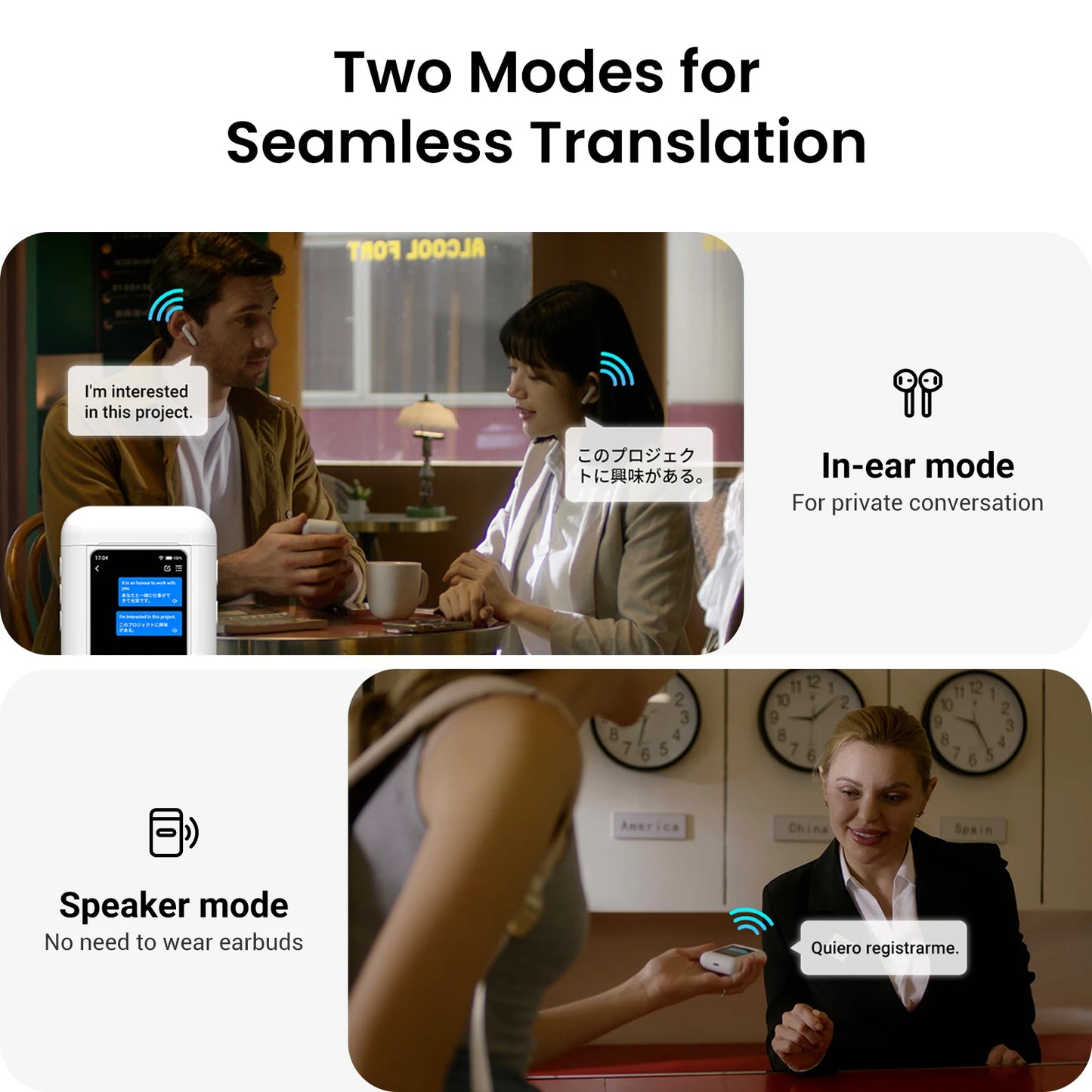 Wooask A8 Translator Earbuds,Innovative ChatGPT AI Translator Earphones with Touch Screen, 144 Languages with 16 Offline Packs