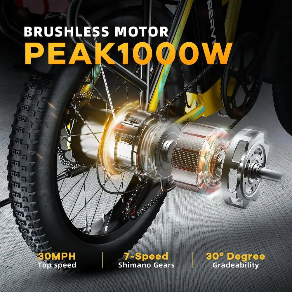 1000W Peak Electric Bike for Adults Cybervelo EK4 EK5 Foldable 28+MPH 80Miles Removable Battery Fat Tire Off-road E-bike
