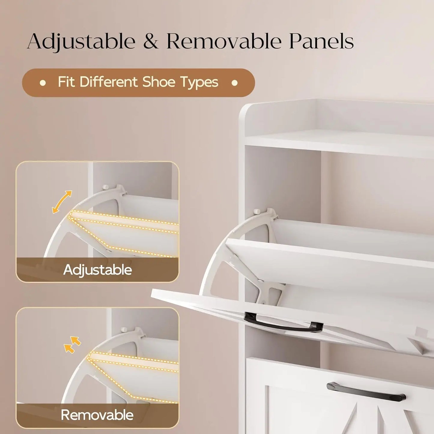 Shoe Storage Cabinet with 4 Flip Drawers, Freestanding Shoe Cabinet, Slim Shoe Organizer with Wood Legs for Entryway