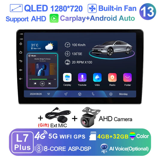 LEHX 9 inch Wireless Carplay 2din Android 15 Car Radio Multimedia Video Player Universal GPS Navigation 4G WiFi  AutoRadio