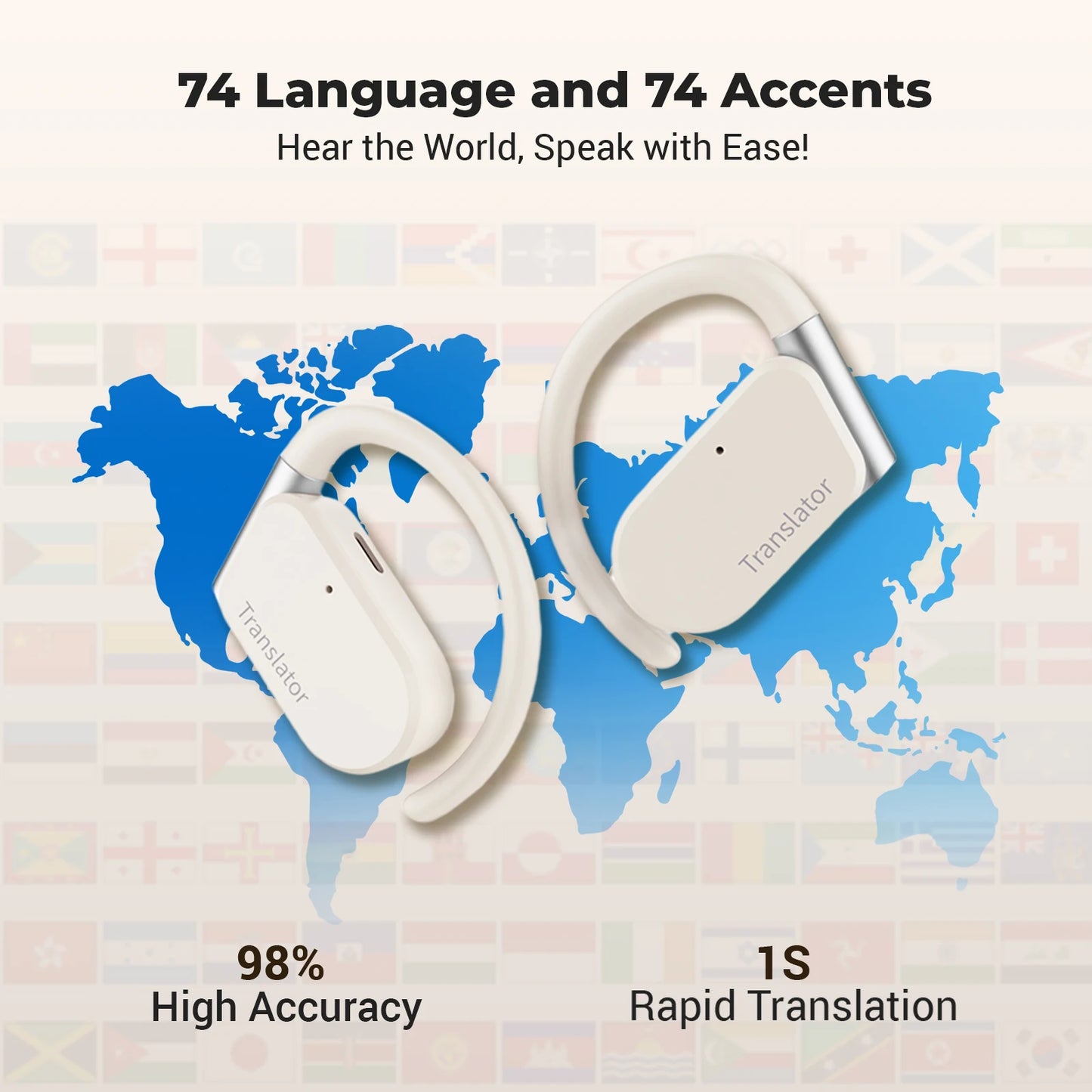 Wooask-M9 Translator Earbuds,OWS Two-Way Real Time Translator Headset ,Online 144 Languages with 11 Offline Packs,No WiFi Needed