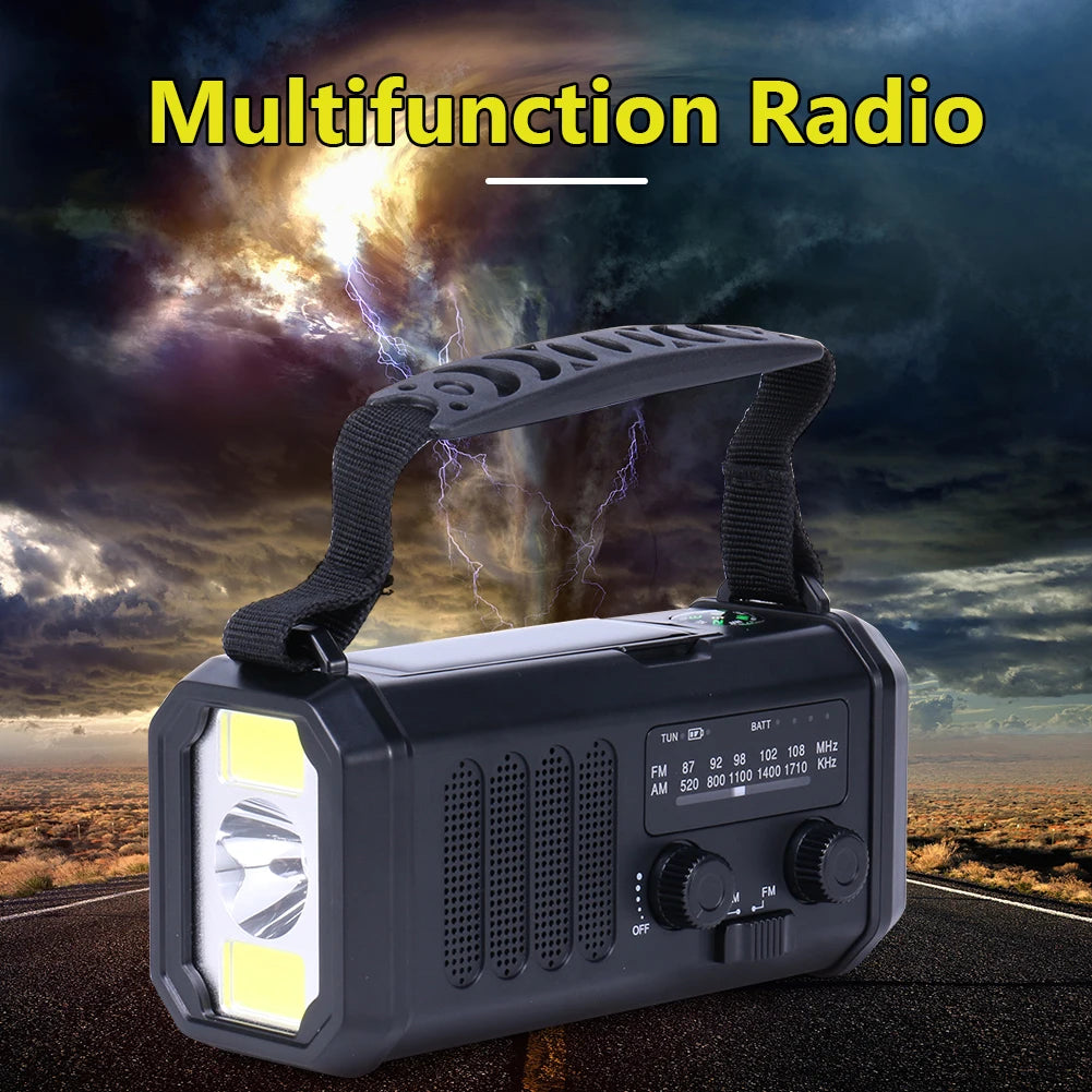 Solar Battery Operated Radio Powered AM FM emergency Radio SOS Alarm Type-C rechargeable portable radio with LED Flashlight