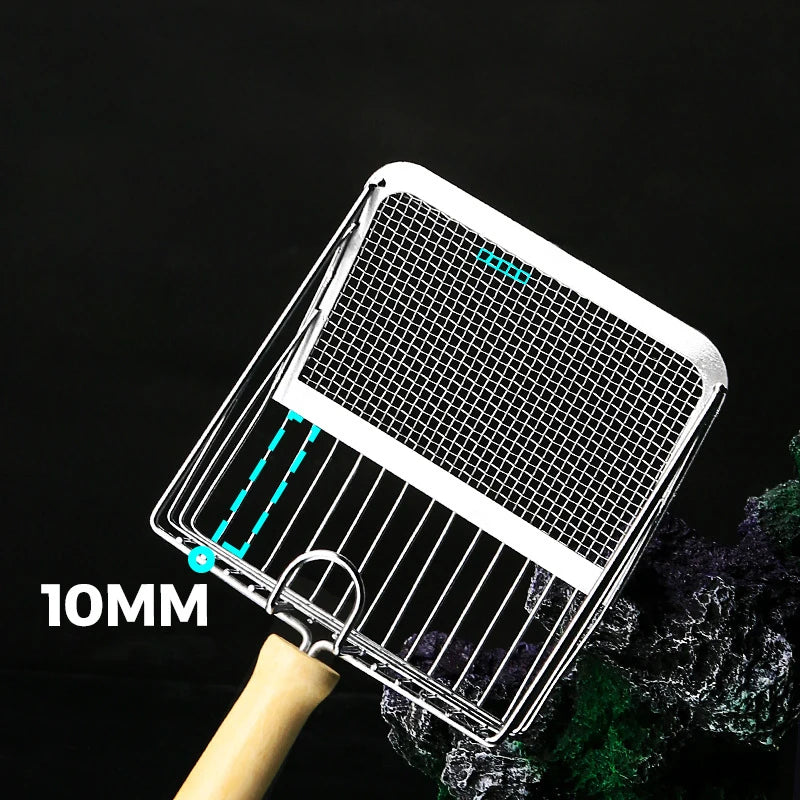 Stainless Steel Cat Litter Shovel Wooden Handle Shovel Easy To Clean Good-Looking Reduce Dust Suitable for Small Dog Toilets