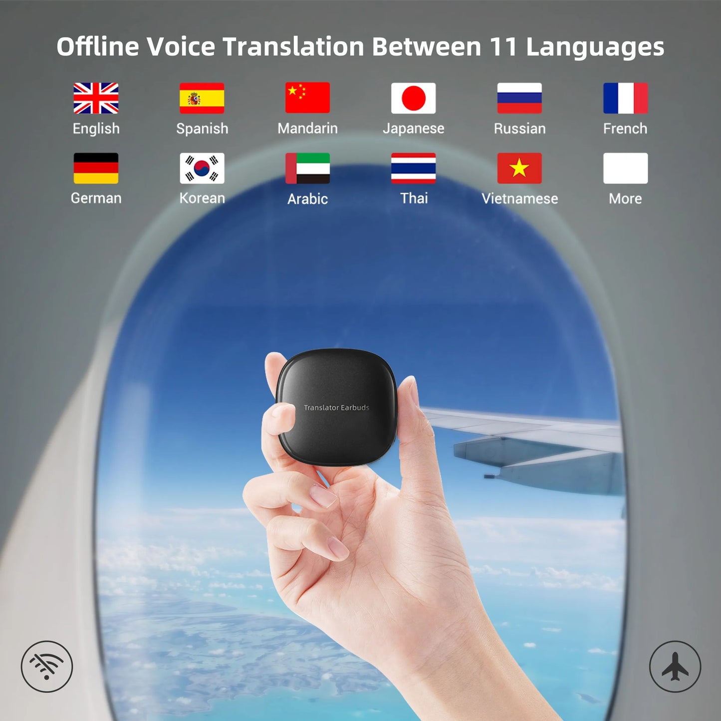 Wooask [M3] Translator Earbuds, Two-Way Offline Language Translator Device, 98% Accuracy ,NO WiFi Need,for Travel Business