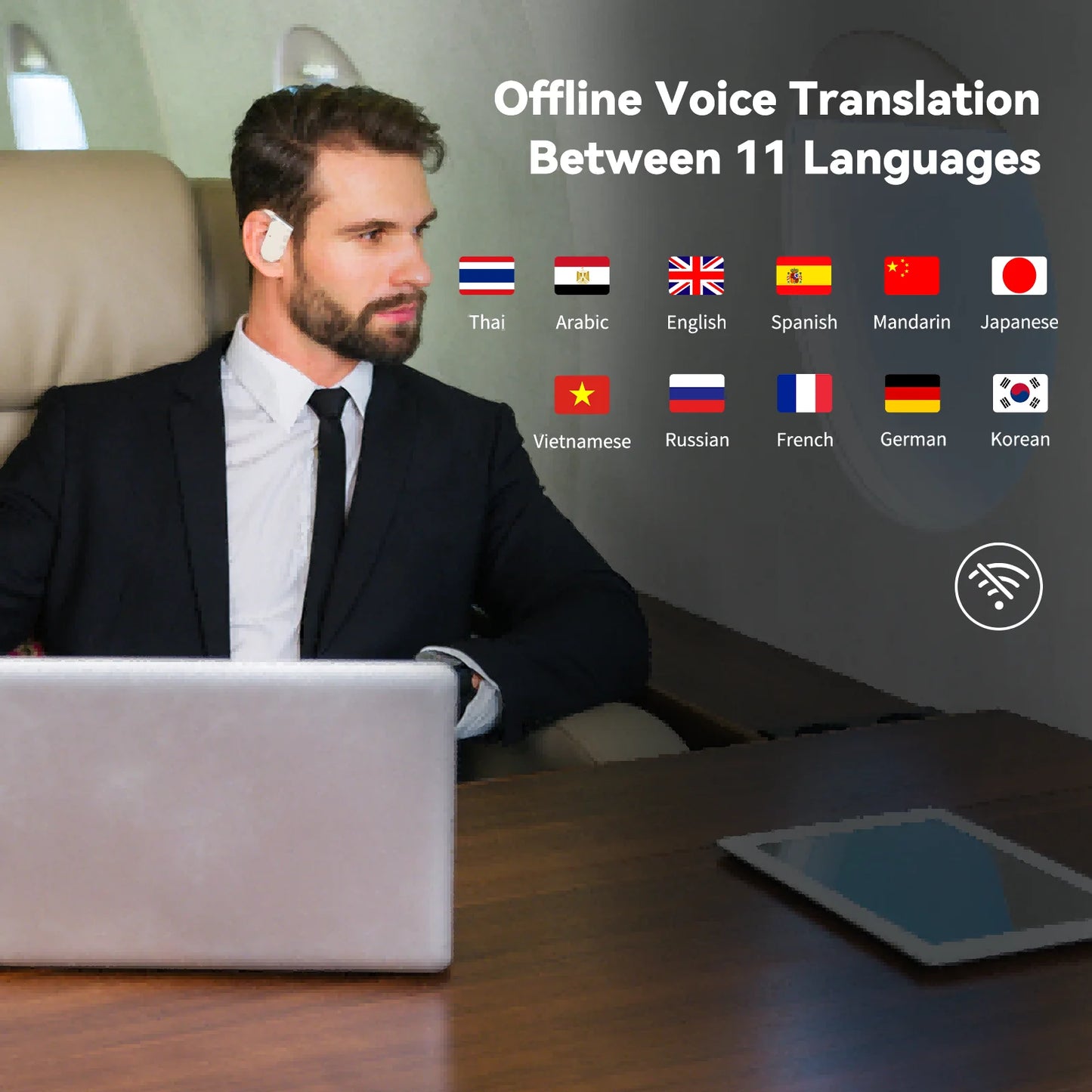 Wooask-M9 Translator Earbuds,OWS Two-Way Real Time Translator Headset ,Online 144 Languages with 11 Offline Packs,No WiFi Needed