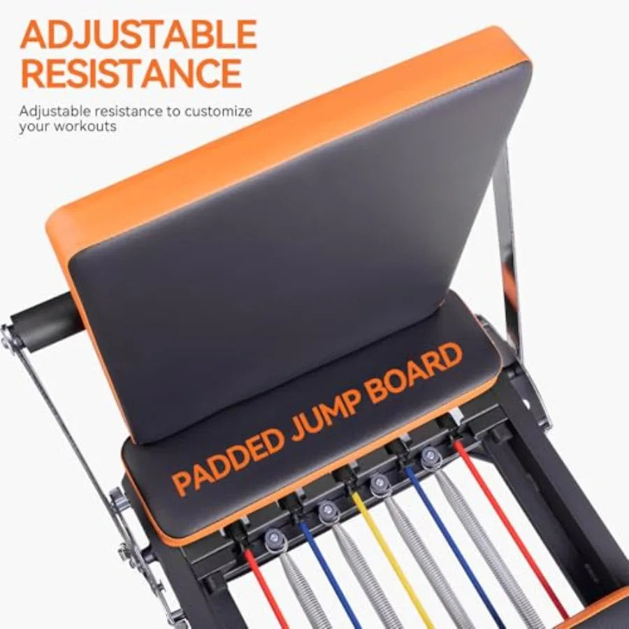 Foldable Pilates Reformer Machine for Home Gym Workout with 4 Springs 5 Cords Black Suitable for Beginners and Advanced Users U