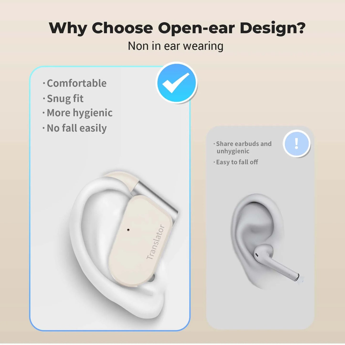 Wooask-M9 Translator Earbuds,OWS Two-Way Real Time Translator Headset ,Online 144 Languages with 11 Offline Packs,No WiFi Needed
