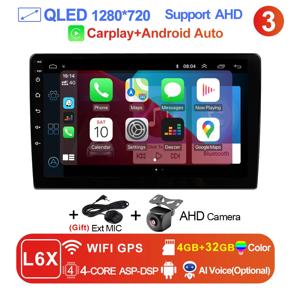 LEHX 9 inch Wireless Carplay 2din Android 15 Car Radio Multimedia Video Player Universal GPS Navigation 4G WiFi  AutoRadio