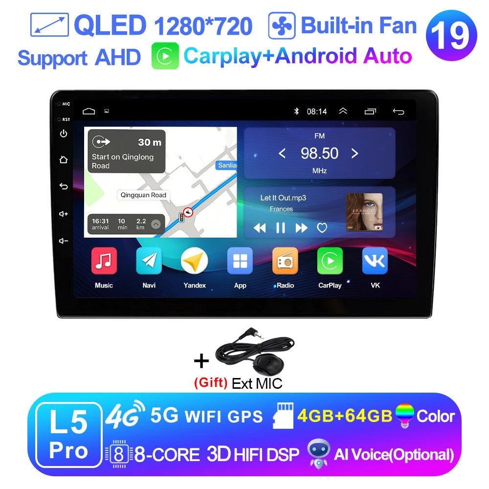LEHX 9 inch Wireless Carplay 2din Android 15 Car Radio Multimedia Video Player Universal GPS Navigation 4G WiFi  AutoRadio