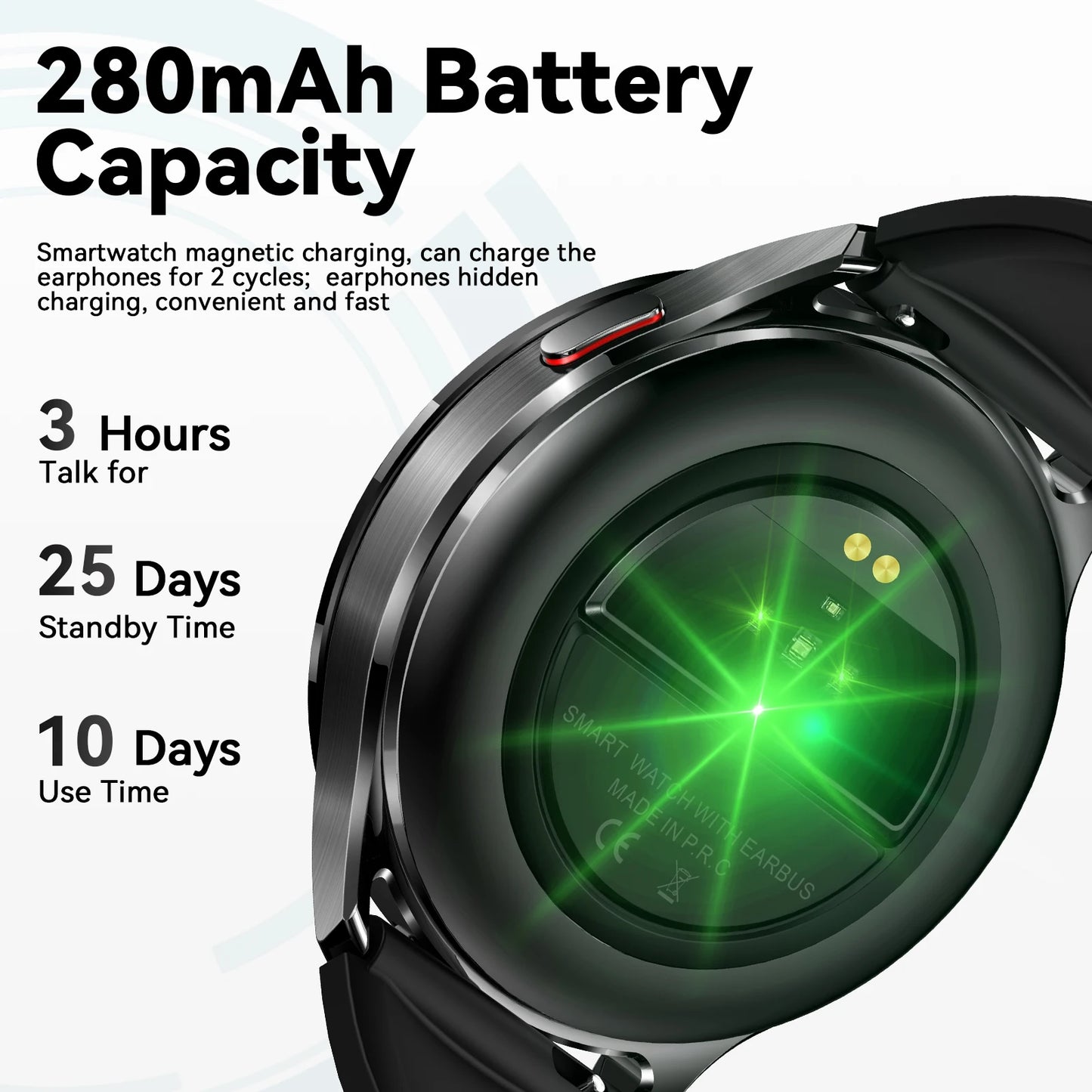 EIGIIIS Smart Watch with Earbuds1.39"HD Fitness Watch with Heart Rate Blood Oxygen Sleep Tracker 2 in1 Bluetooth for iOS Android