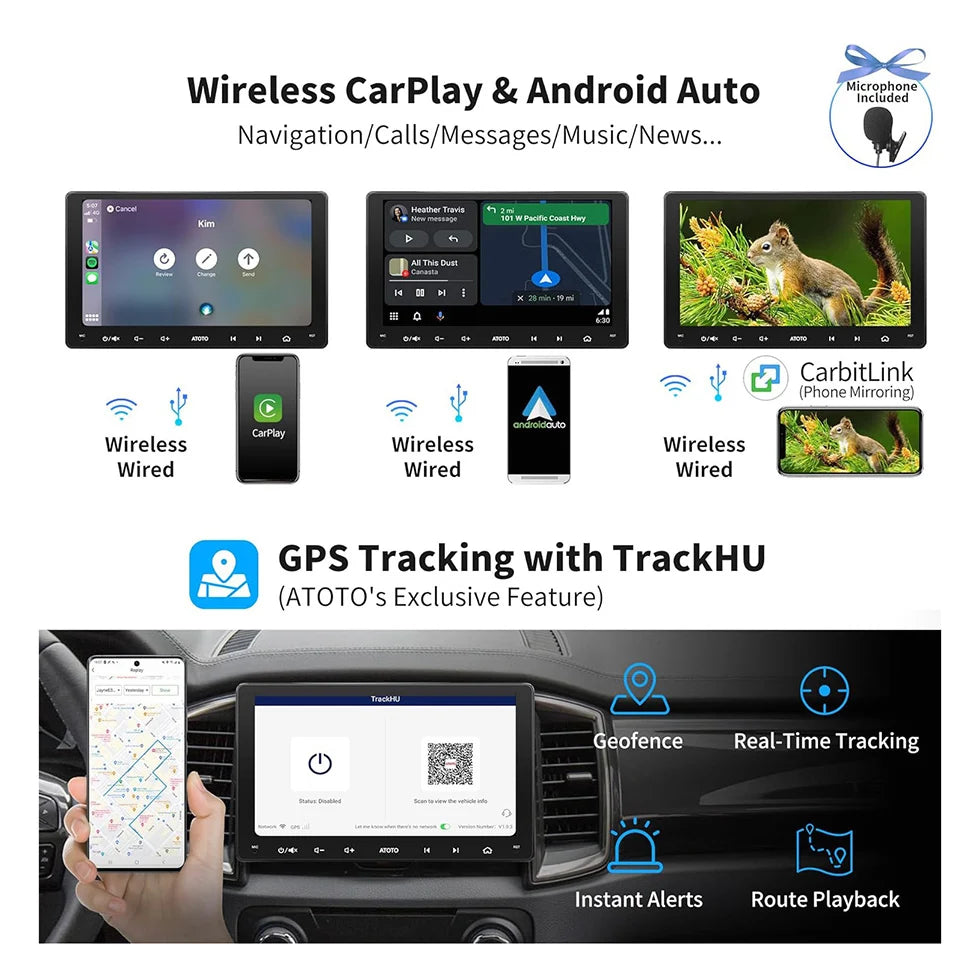 9" inch Double 2 Din Android Car Radio 2Din Stereo Wireless Apple CarPlay Android Auto Screen Car Multimedia Player Atotozone