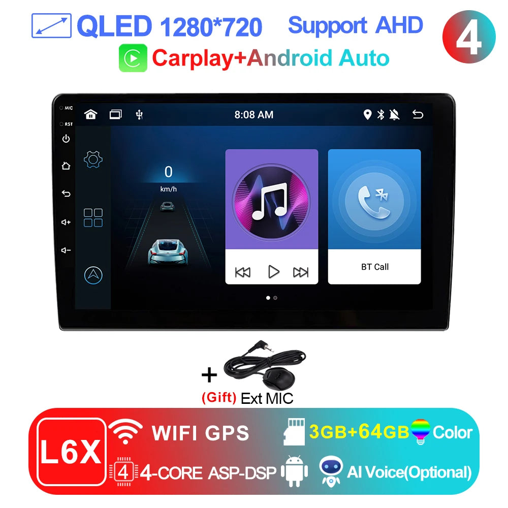 LEHX 9 inch Wireless Carplay 2din Android 15 Car Radio Multimedia Video Player Universal GPS Navigation 4G WiFi  AutoRadio