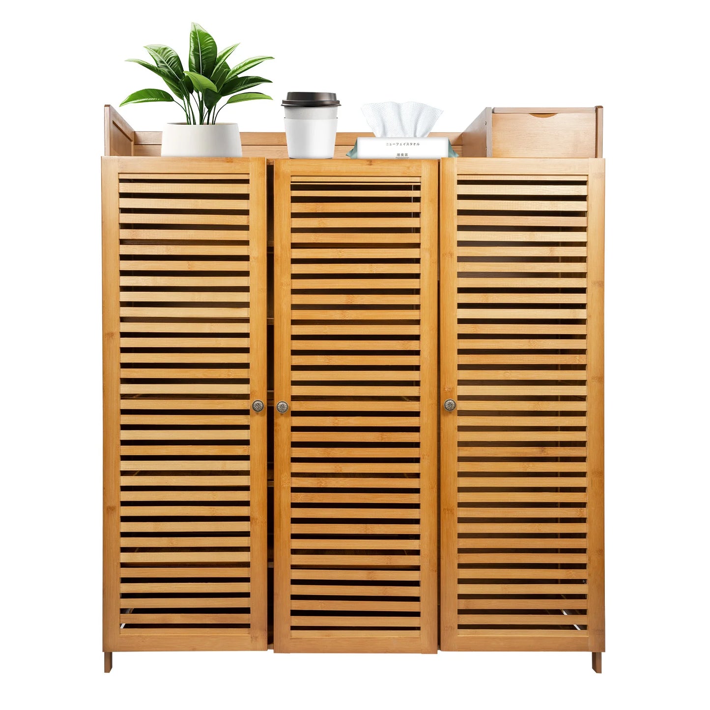 Wooden shoe cabinet Hallway shoe cabinet Shoe rack Storage cabinet Three-door seven-tier shoe rack