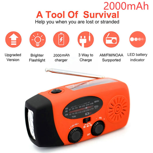 Solar Battery Operated Radio Powered AM FM emergency Radio SOS Alarm Type-C rechargeable portable radio with LED Flashlight