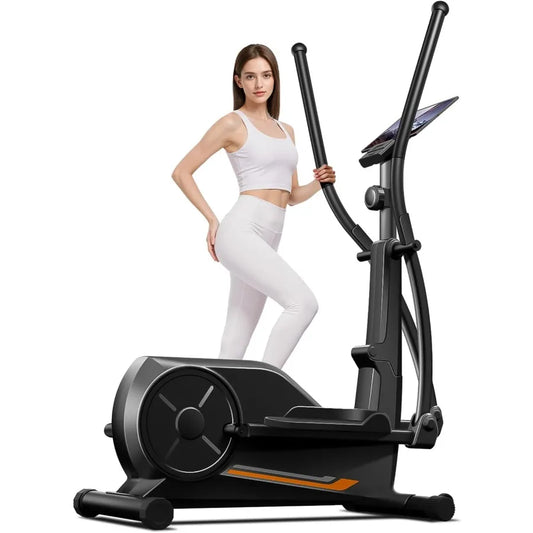 Home Use Elliptical Exercise Machine with 8 Resistance Levels Silent Magnetic Design 12 Stride LCD Monitor Black